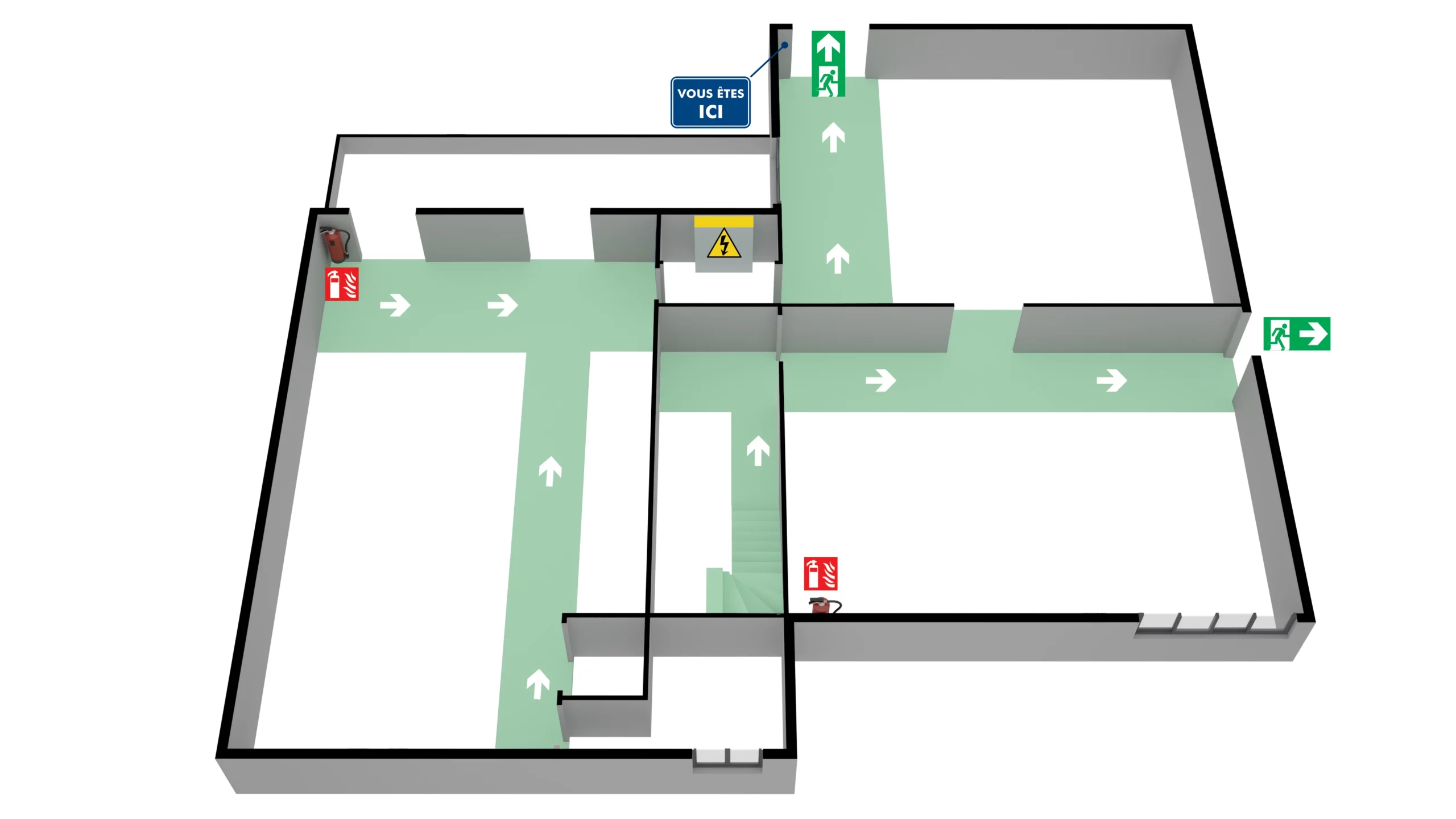 plan d'évacuation 3D